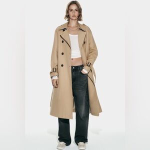NWOT Zara Double Breasted Long Trench Coat